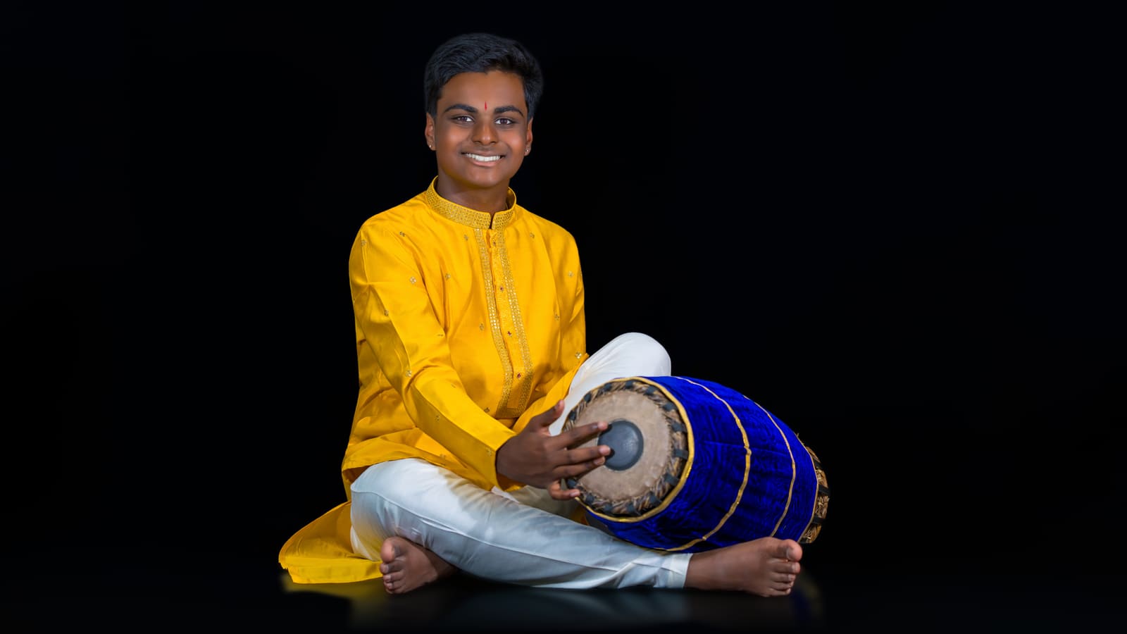 Hari Anumolu playing the mridangam